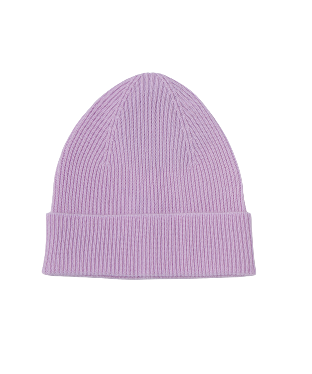 AU Baby adult merino cashmere beanie in lavender, organic natural cashmere and merino fibers, embroidered personalization available.