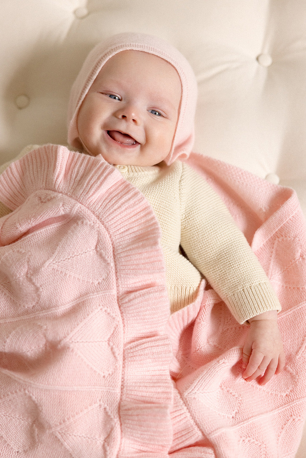 Little Love Blanket - Peony – AU Baby heirloom cashmere blanket, natural, non-toxic, luxury baby gift, perfect for baby showers and newborns, baby blanket