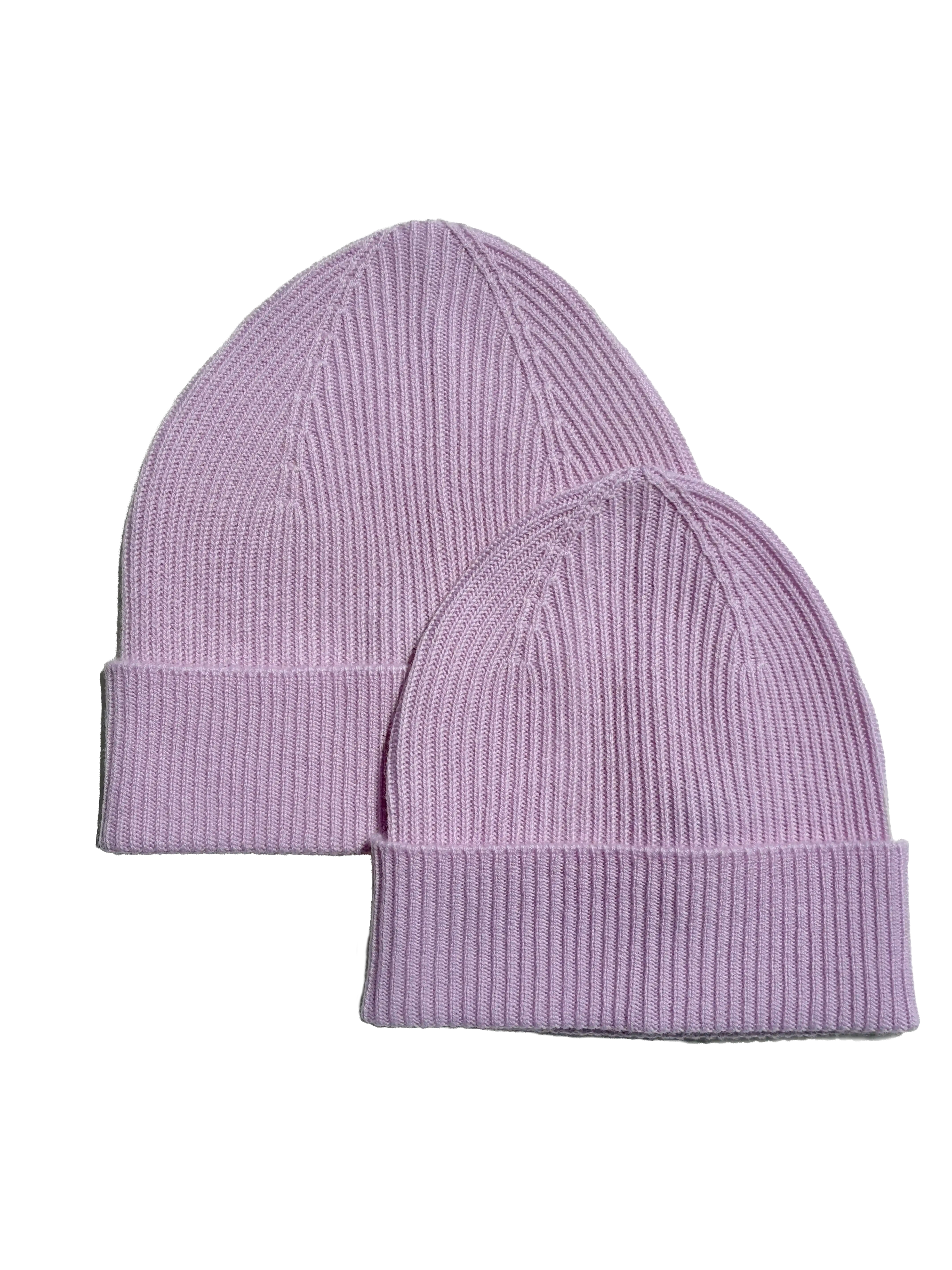 AU Baby matching adult and toddler merino cashmere beanie set in lavender, organic natural cashmere and merino fibers, soft knit gift for parent and child.