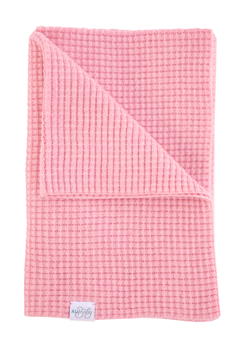 AU Baby plant dyed merino Popcorn blanket in Pink Quartz.