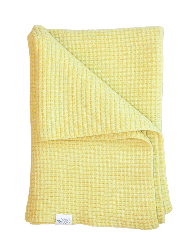 The Popcorn Blanket - Citron – Popcorn heirloom merino baby blanket, breathable, naturally plant-dyed, safe for eczema and sensitive skin, FSA/HSA eligible, luxury newborn gift