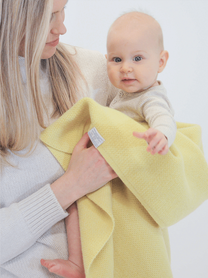The Sawa - Citron – Sawa heirloom merino baby blanket, naturally plant-dyed, personalization available, safe for eczema and sensitive skin, FSA/HSA eligible, luxury newborn gift