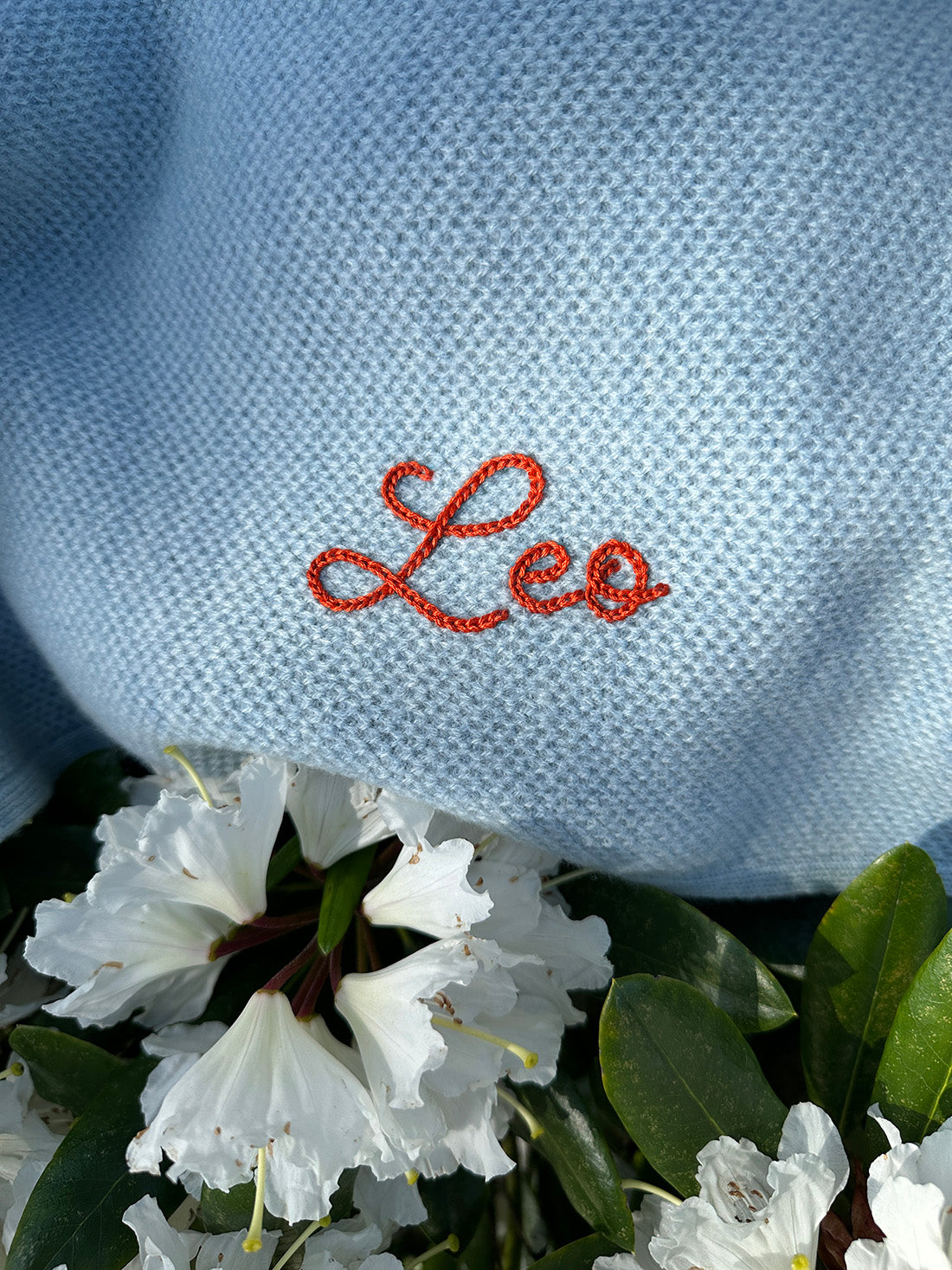 The Sawa - Sky Blue – Sawa personalized merino baby blanket, naturally plant-dyed, safe for eczema and sensitive skin, FSA/HSA eligible, luxury monogrammed baby gift