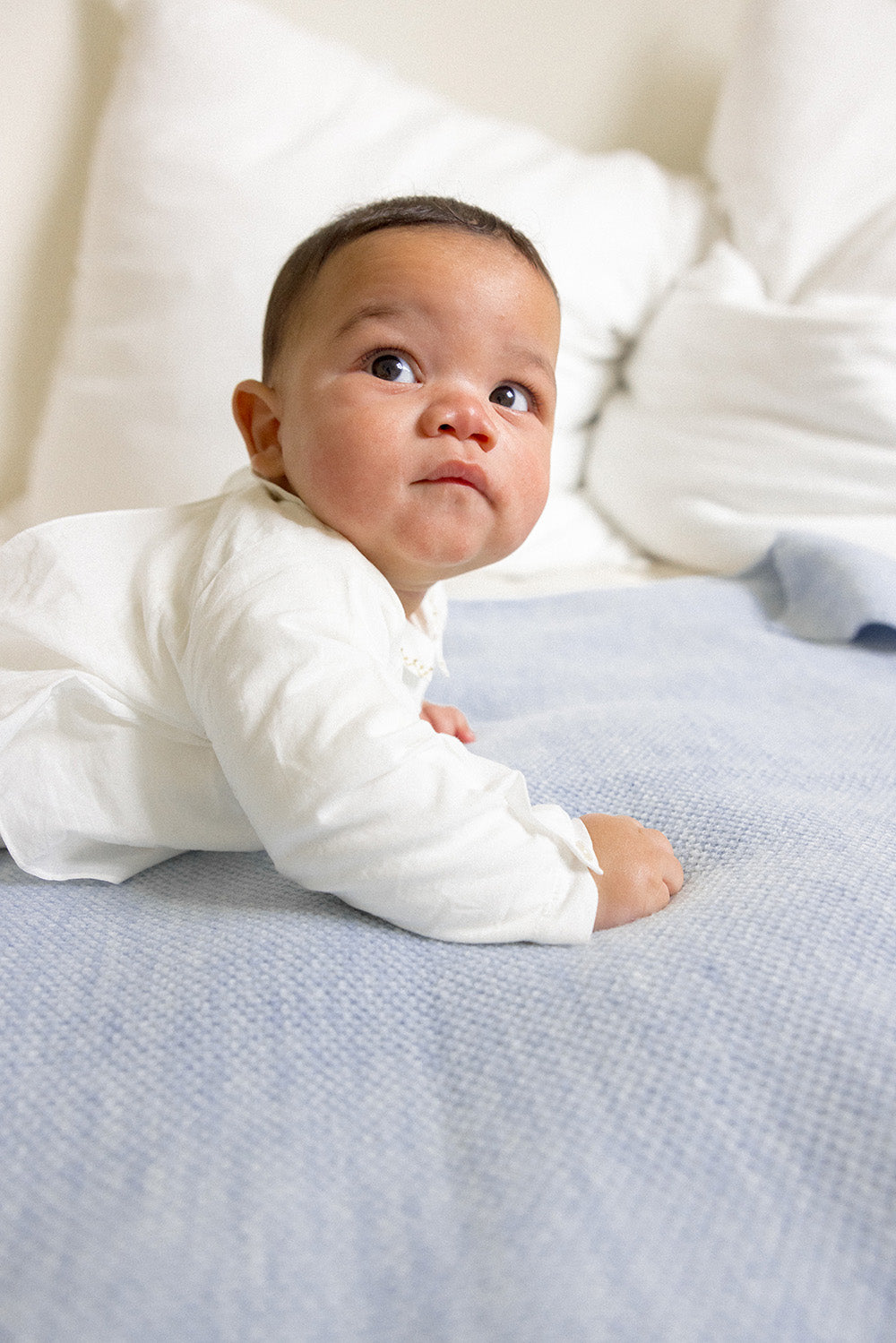 The Sawa - Sky Blue – Sawa personalized merino baby blanket, naturally plant-dyed, safe for eczema and sensitive skin, FSA/HSA eligible, luxury monogrammed baby gift