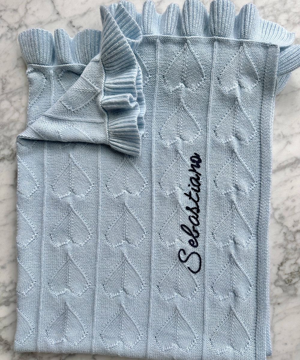 Little Love Blanket - Hydrangea – AU Baby personalized heirloom blanket, natural, non-toxic, luxury baby gift, perfect for baby showers and newborns, baby monogrammed blanket