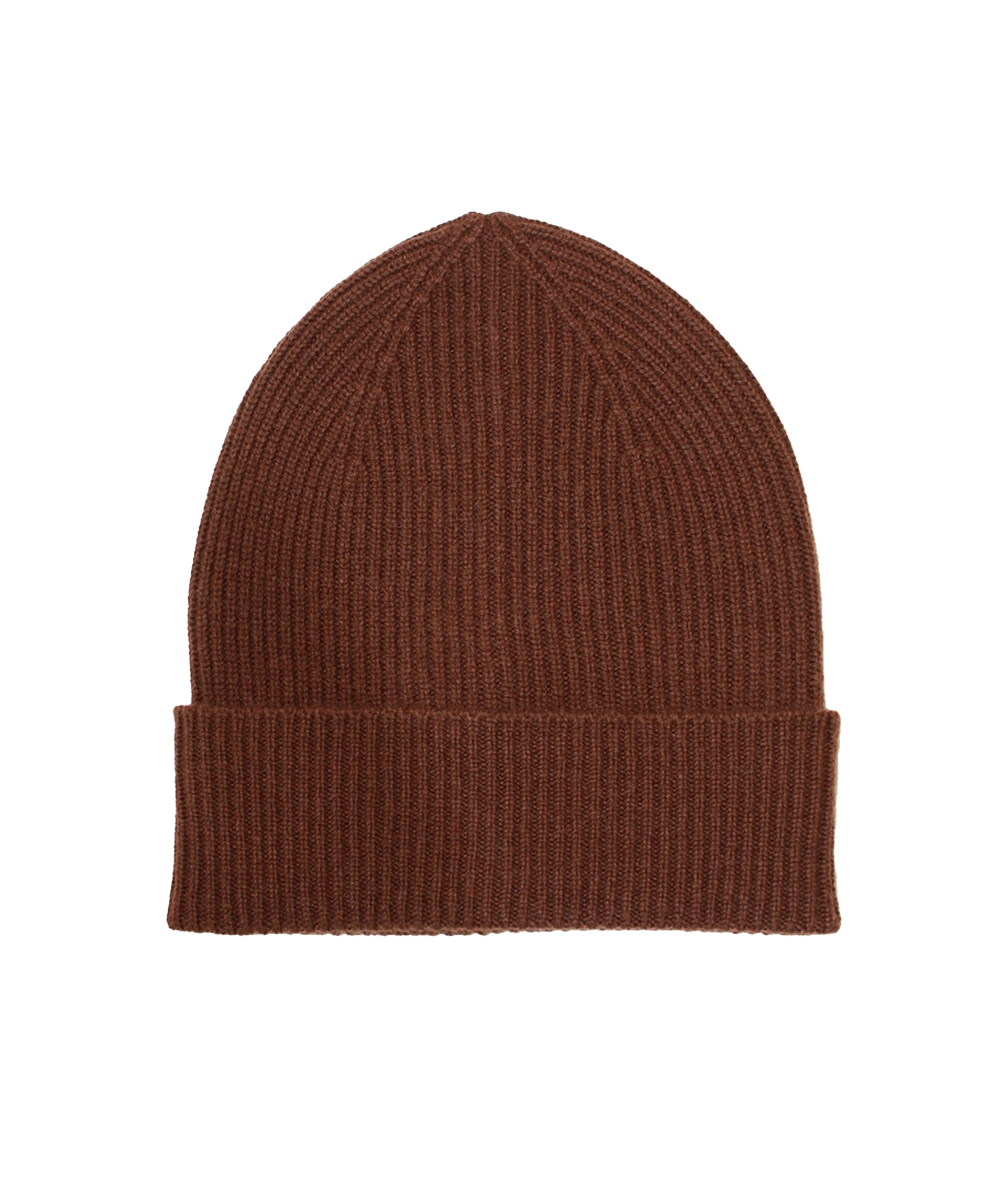 AU Baby toddler organic merino cashmere beanie in brown— personalized with custom embroidery, hypoallergenic, HSA/FSA eligible for sensitive skin, fits ages 1-3.