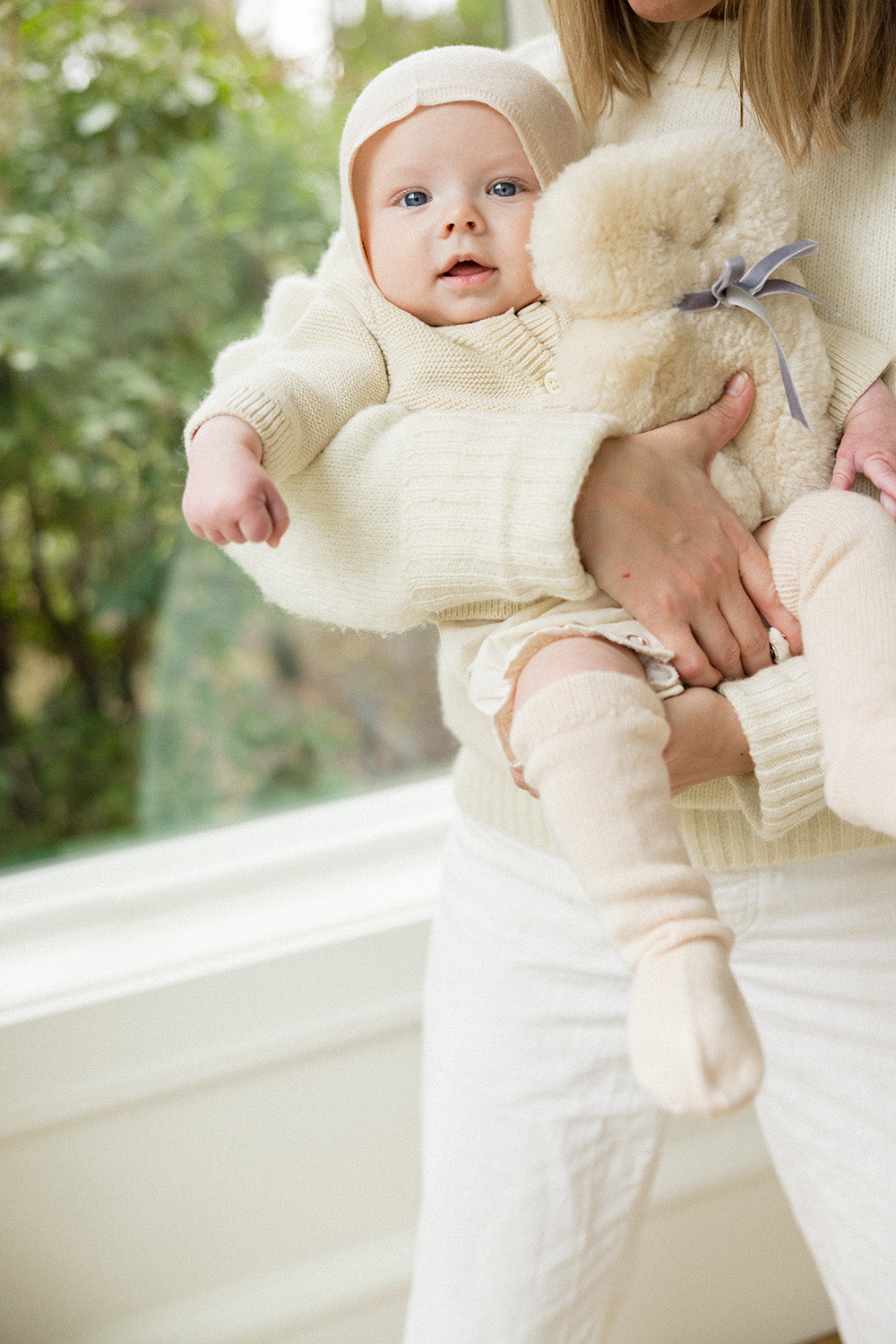 Baby Bonnet + Socks Gift Set - Butter Cream – soft baby accessory, gentle on sensitive skin, safe for eczema, luxury baby gift