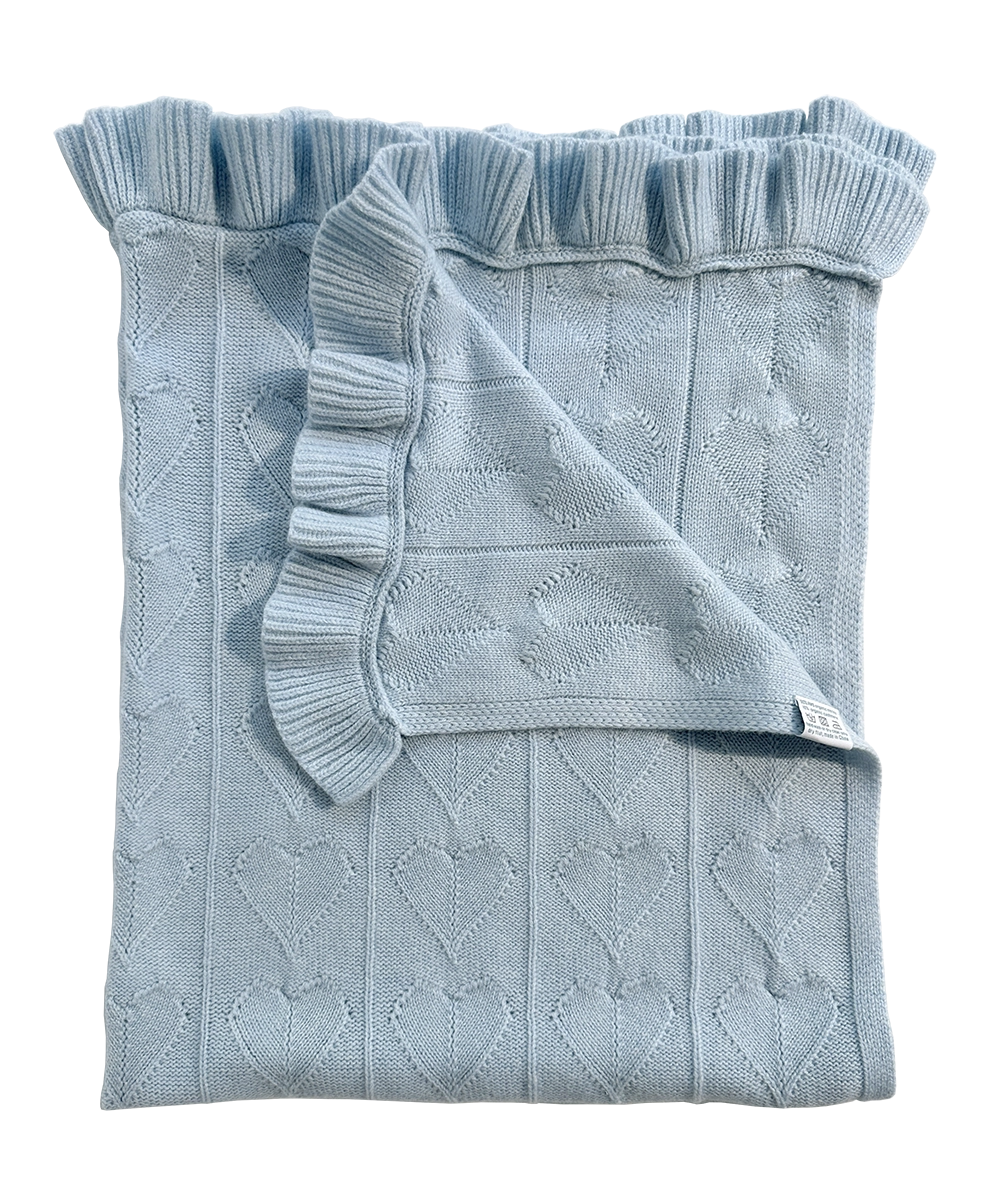 Cashmere Cloud Baby Blanket Gift Set - Hydrangea Blue – organic cashmere baby blanket, GOTS certified, luxury newborn boy gift, gentle on sensitive skin, safe for eczema
