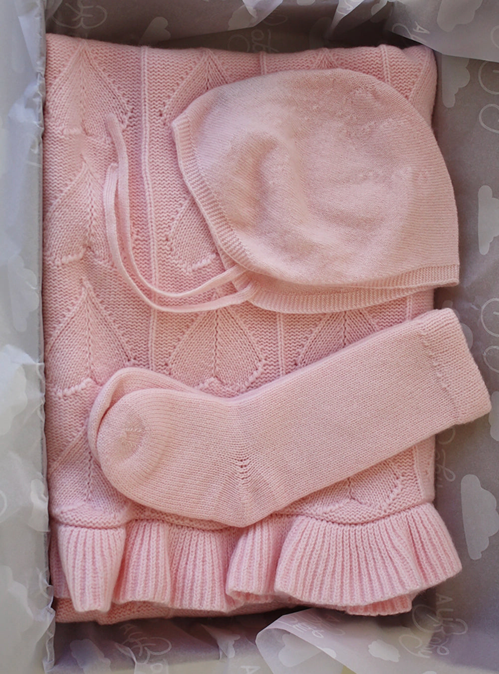 Little Love Cashmere Cloud Baby Blanket Gift Set - Pink Peony – organic cashmere baby blanket, GOTS certified, luxury newborn girl gift, gentle on sensitive skin, safe for eczema