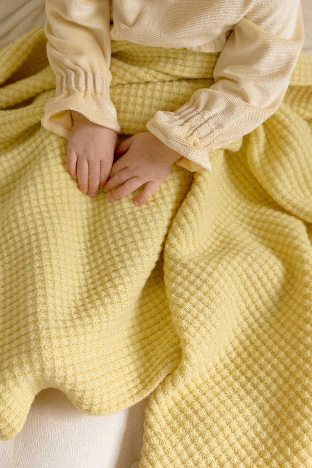The Popcorn Blanket - Citron – Popcorn heirloom merino baby blanket, breathable, naturally plant-dyed, safe for eczema and sensitive skin, FSA/HSA eligible, luxury newborn gift