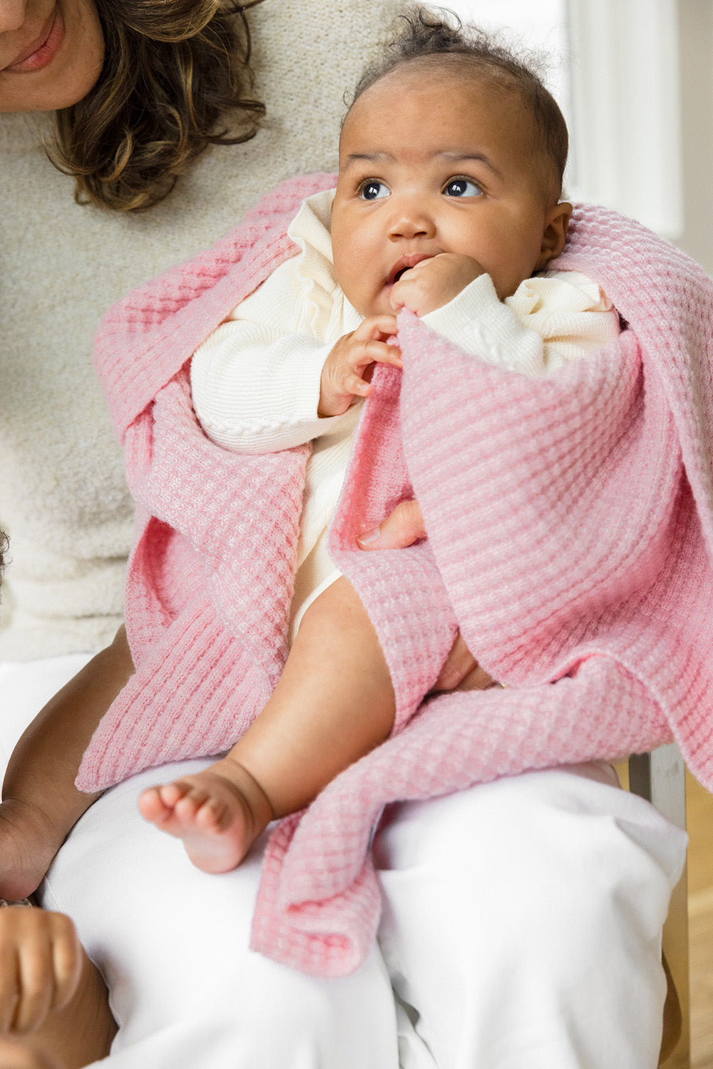 The Popcorn Blanket - Pink Quartz – Popcorn heirloom merino baby blanket, breathable, naturally plant-dyed, safe for eczema and sensitive skin, FSA/HSA eligible, luxury newborn gift