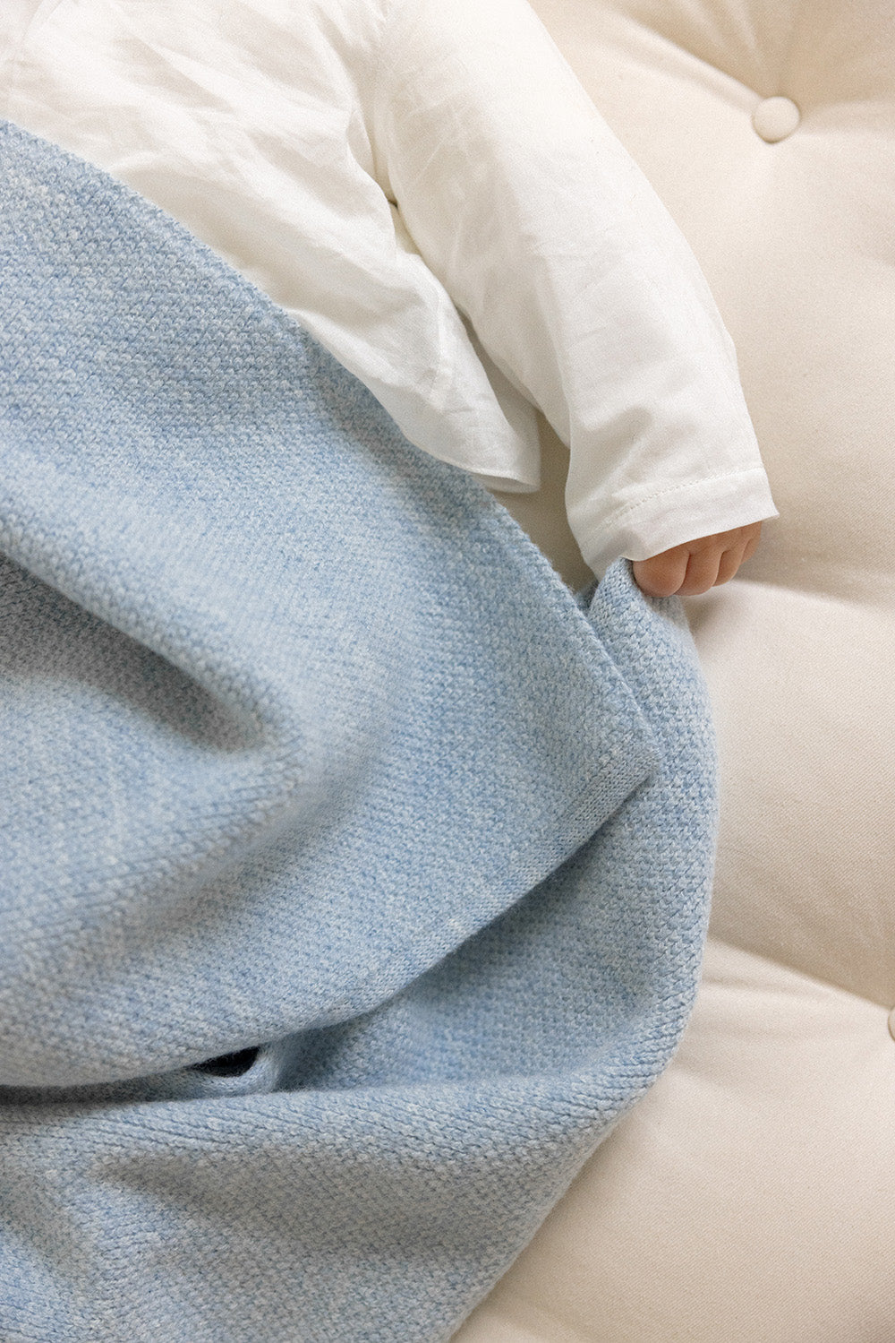 The Sawa - Sky Blue – Sawa heirloom merino baby blanket, naturally plant-dyed, personalization available, safe for eczema and sensitive skin, FSA/HSA eligible, luxury newborn gift