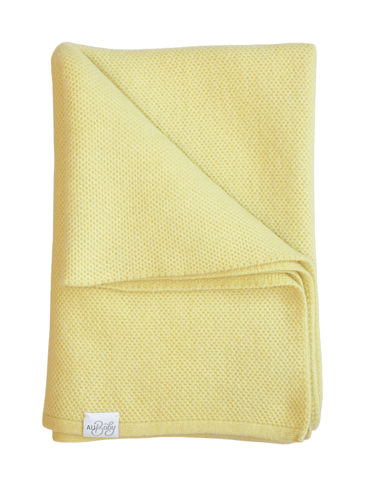 AU Baby natural merino Sawa blanket in Citron. Non-toxic baby blanket.